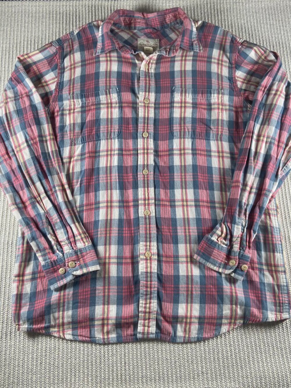 American Living Women's 100% Cotton Plaid Button Down Western Shirt Size Med
